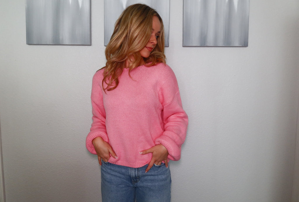 Bow Backless Bubble Sleeve Sweater