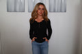 Black Lace Long Sleeve Ribbed Top