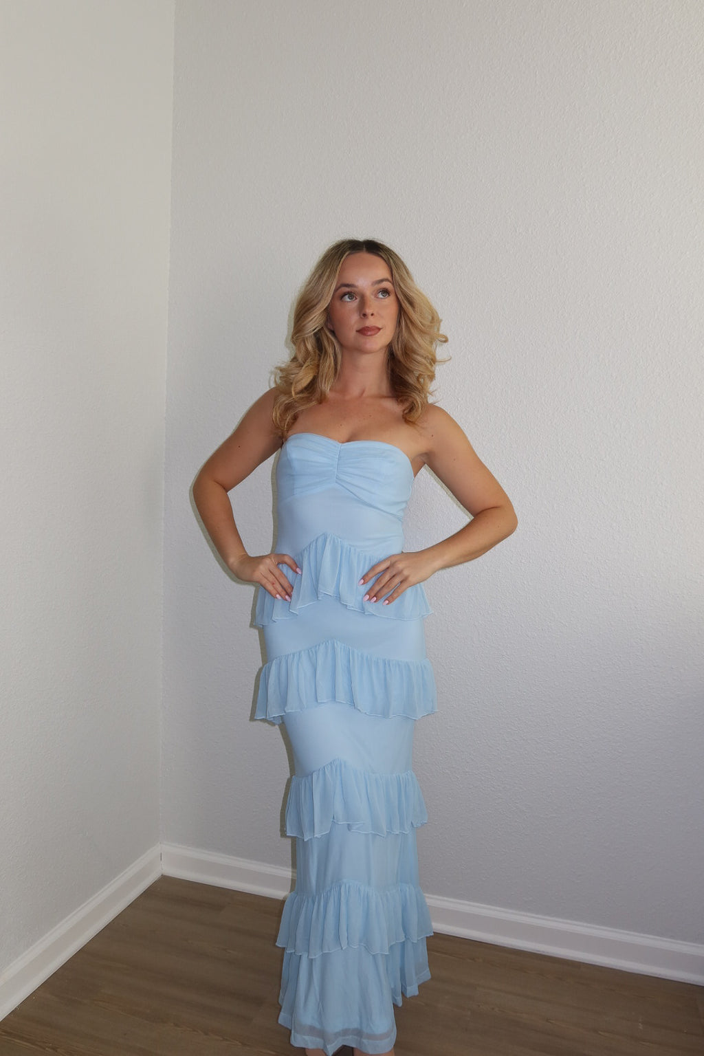 Baby Blue Sweetheart Tiered Dress