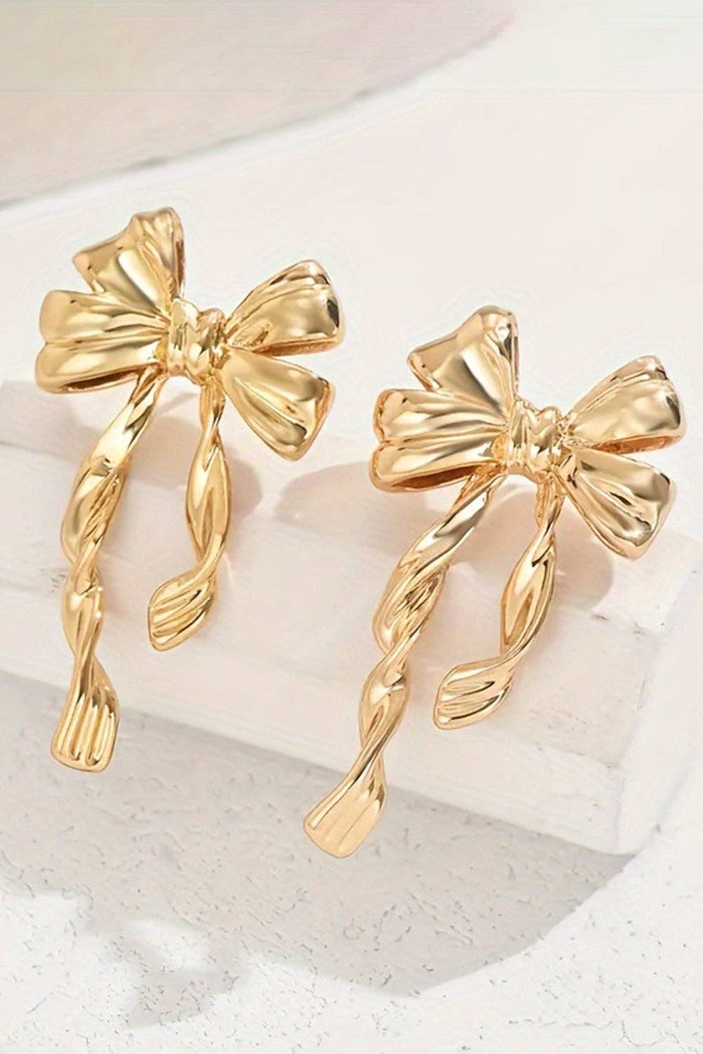 Gold Bow Knot Alloy Stud Earrings